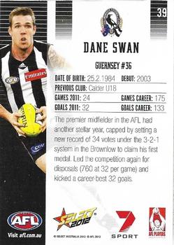 2012 Select AFL Champions #39 Dane Swan Back